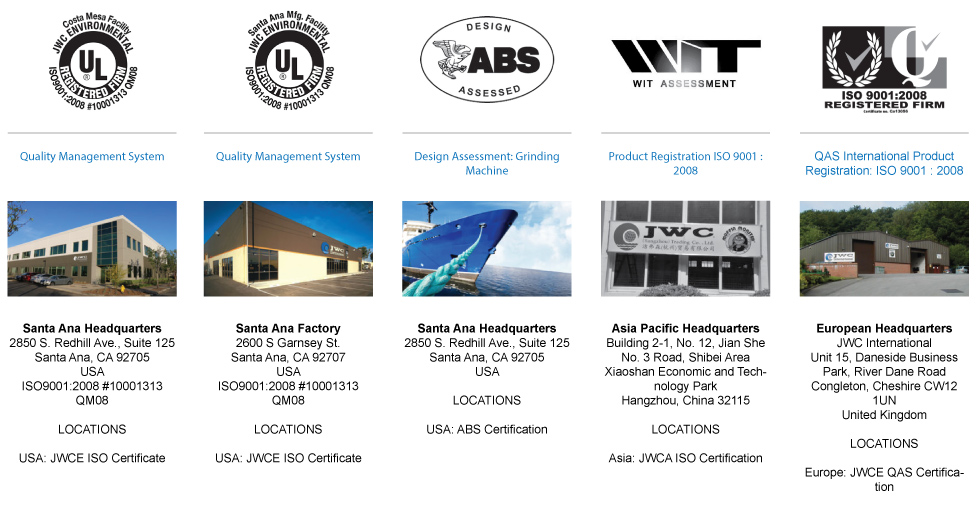 Các chứng nhận của tập đoàn JWC Environmenal